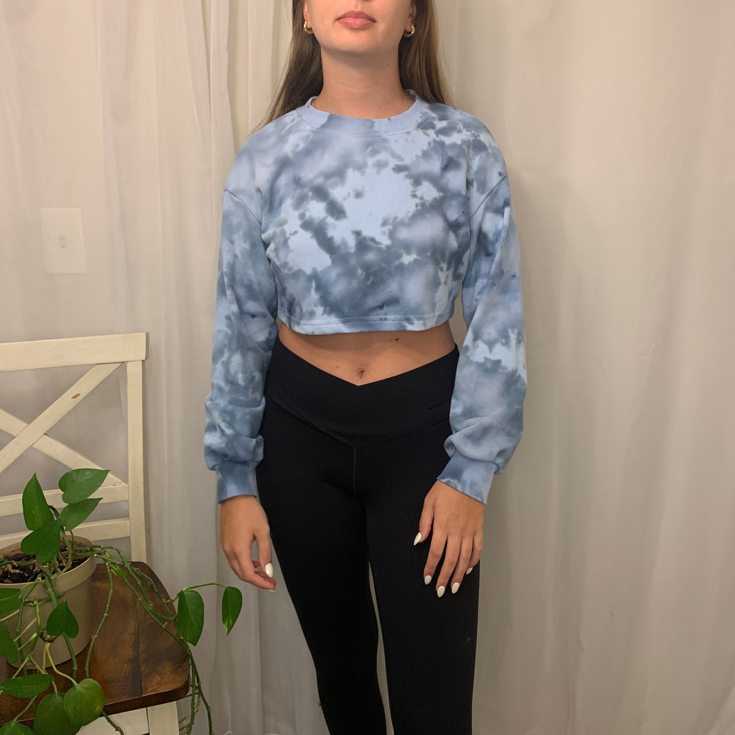 Navy Sweaty Cropped Crew - Small