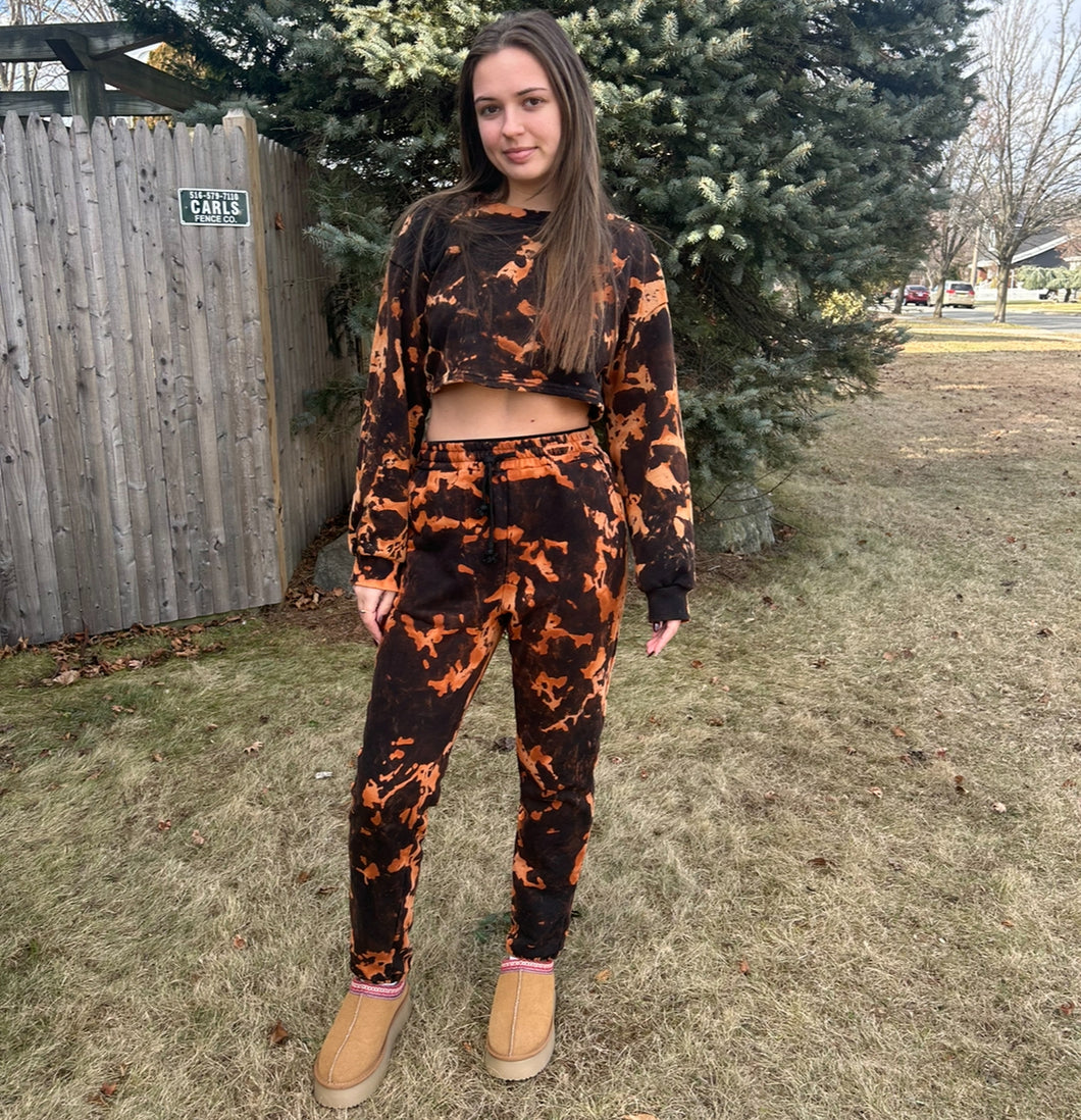 Black & Orange Crop Set - Large