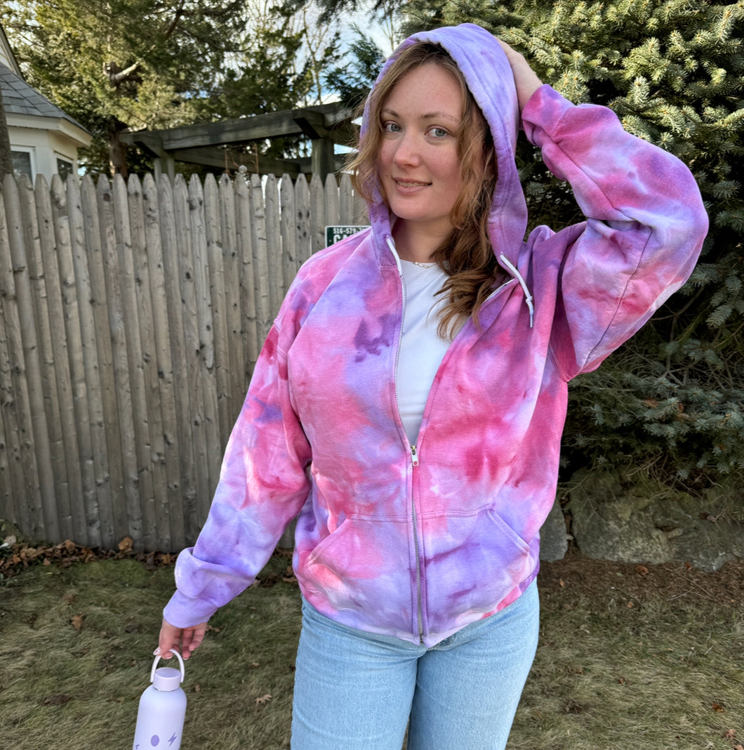 Pink & Purple Zip-Up Hoodie - X-Large
