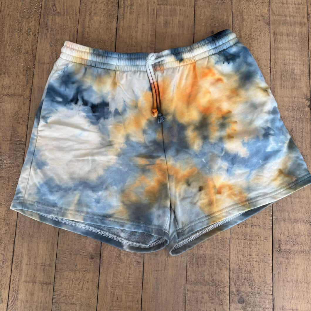 Orange & Navy High Waisted Shorts - X-Large