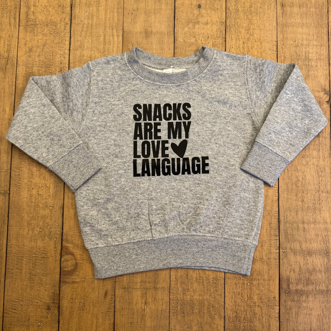 Snacks Are My Love Language Gray Crewneck