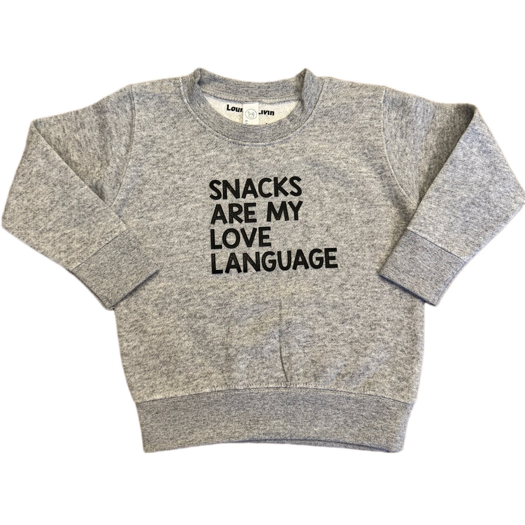 Snacks Are My Love Language Gray Crewneck