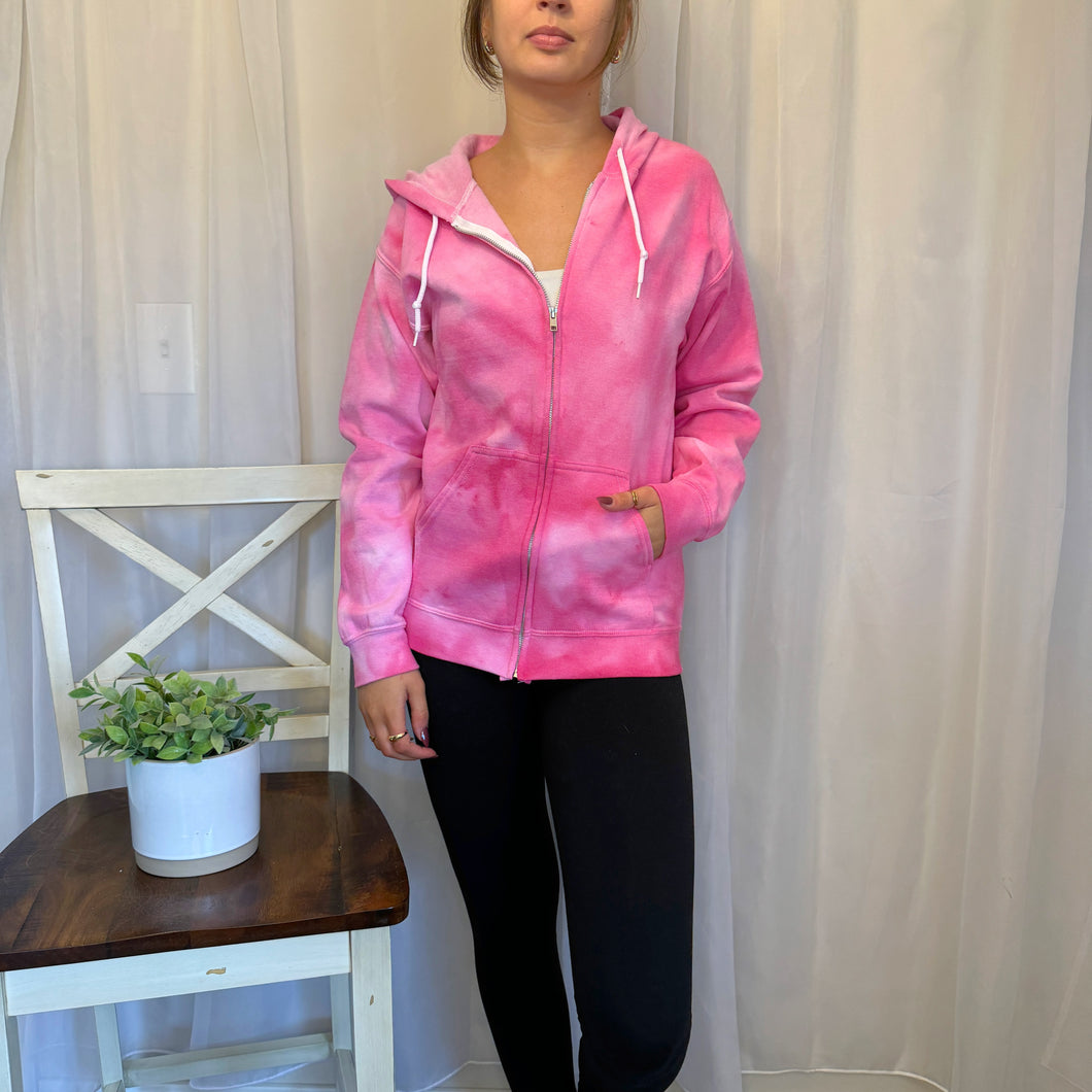 Pink Zip-Up Hoodie - Small