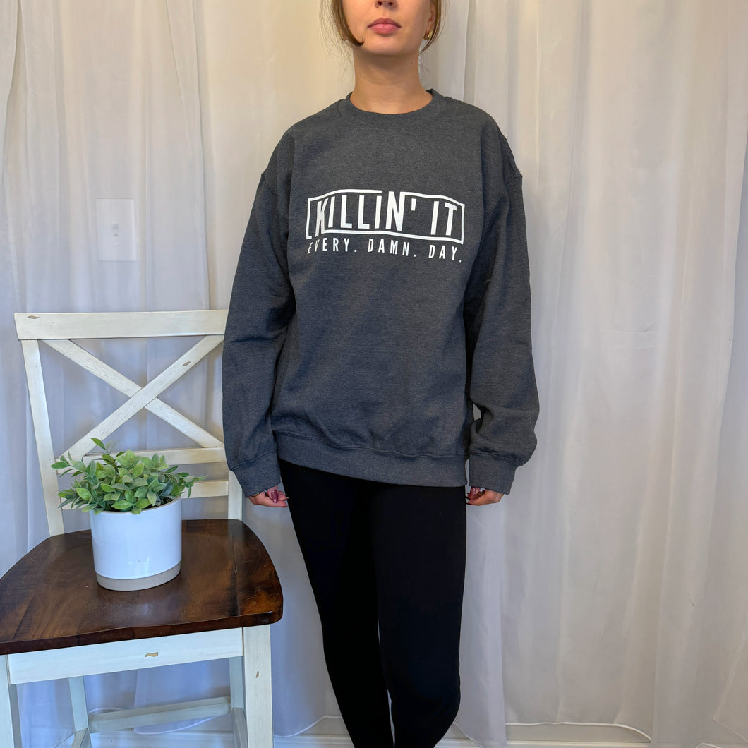 Killin It Dark Gray Crewneck