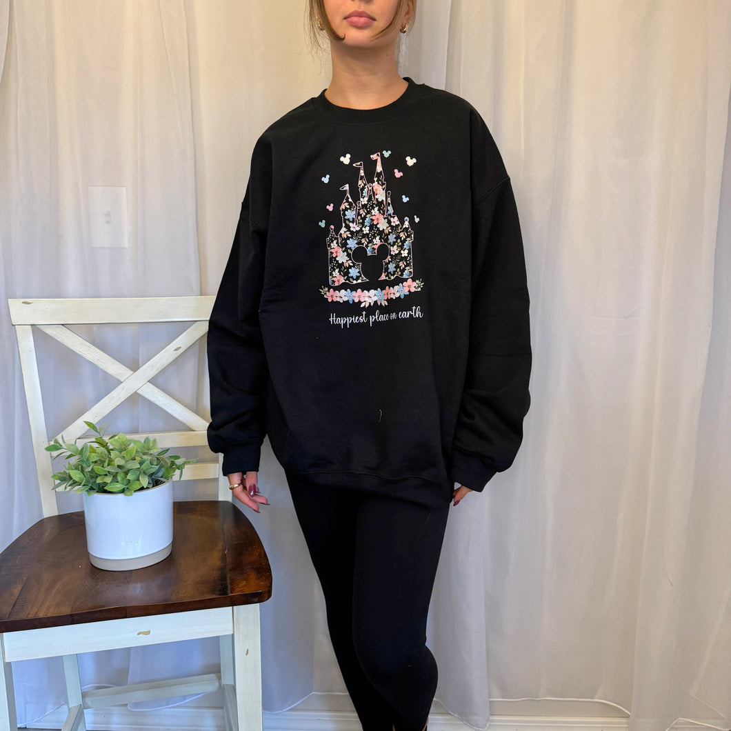Black Disney Castle Crewneck