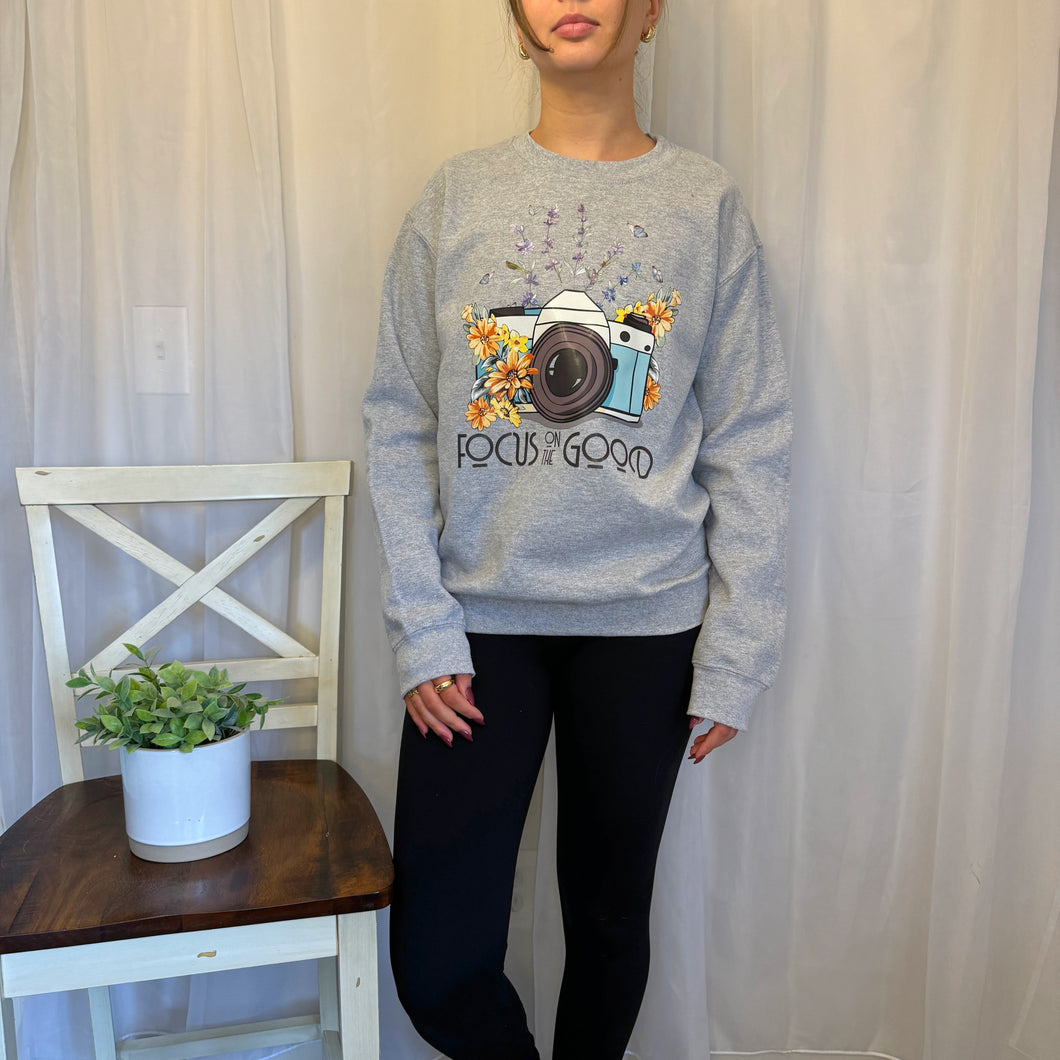 Focus On The Good Gray Crewneck - Small