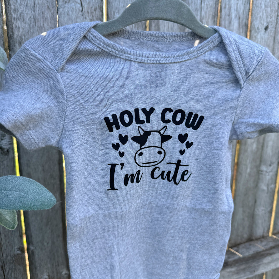 Holy Cow Gray Onesie