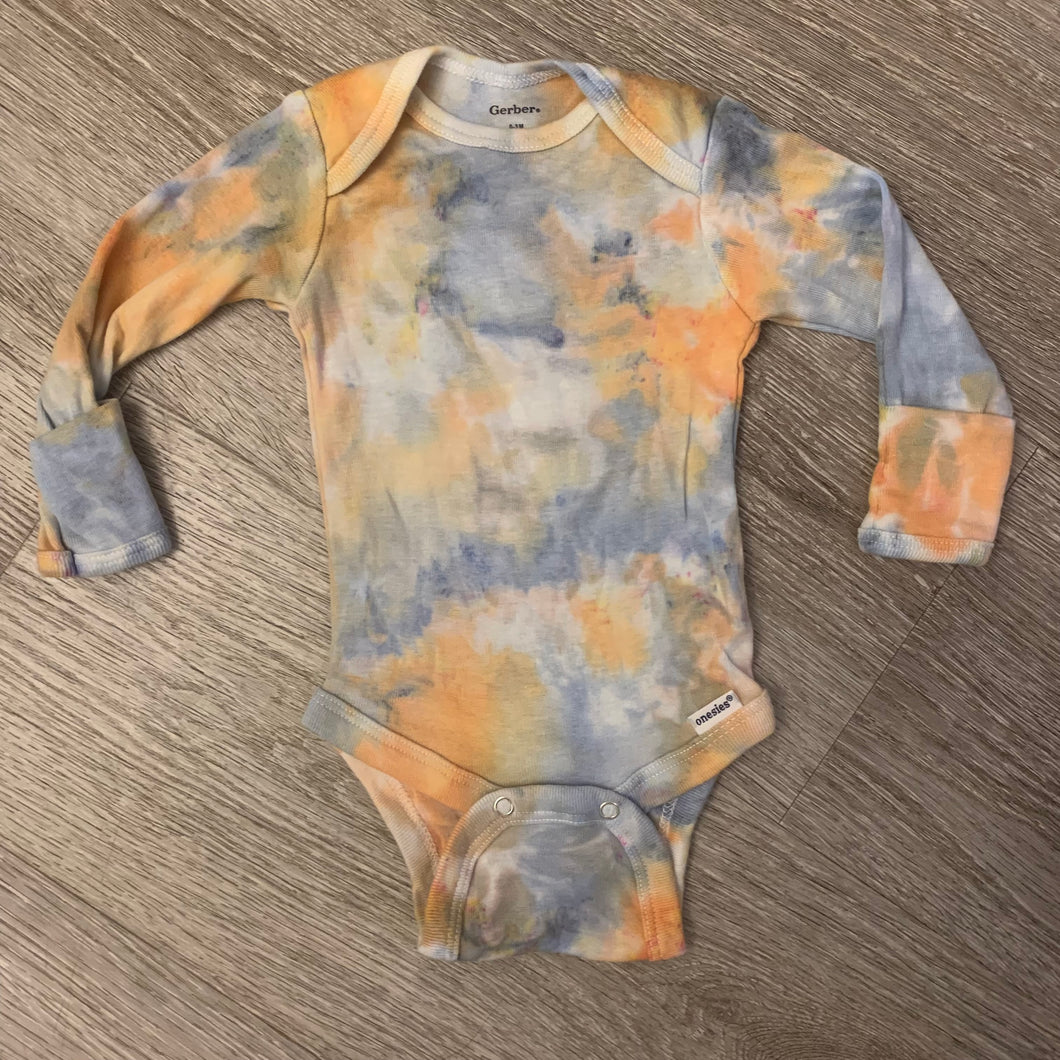 Orange & Blue Long Sleeve Gerber Onesie - 0-3M